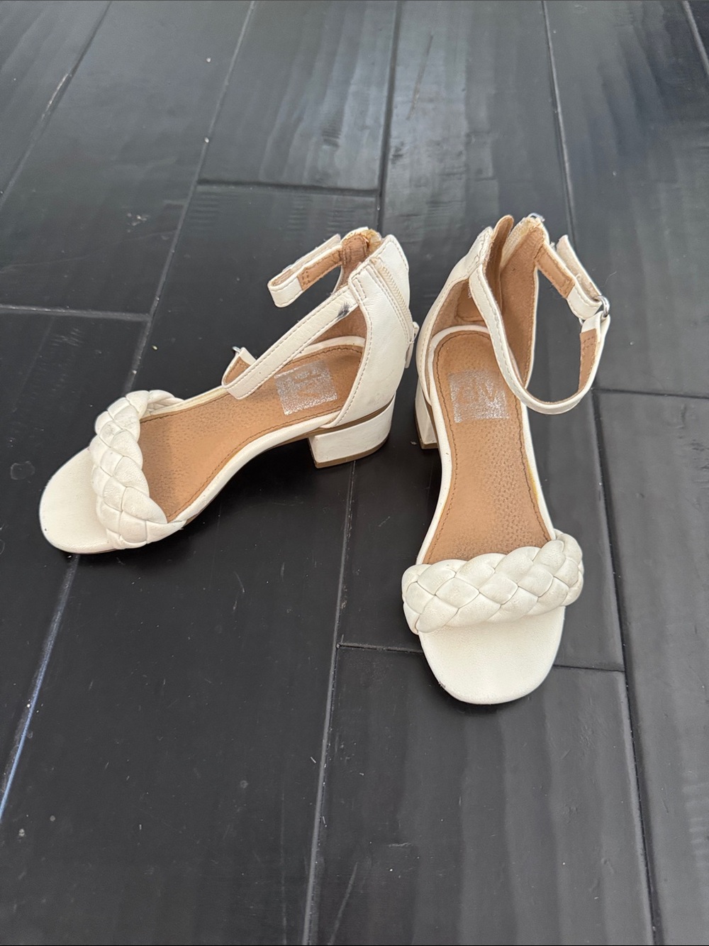 DV by Dolce Vita Cream Braided Ankle-Strap Block Heel Sandals
